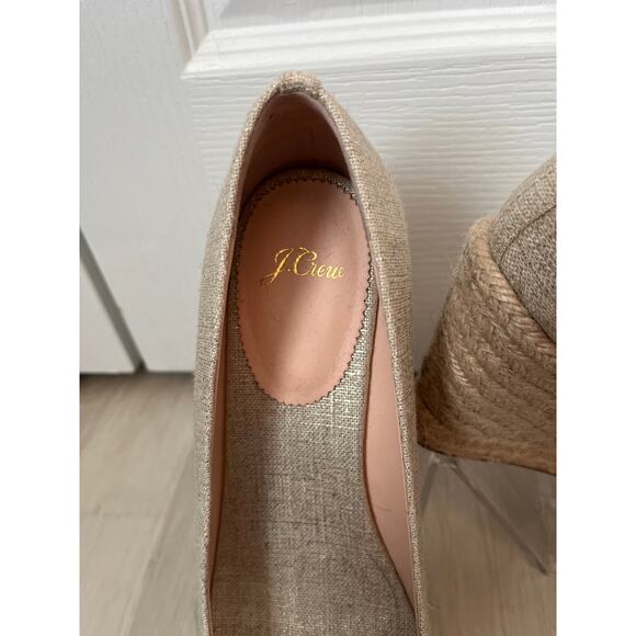J CREW Seville Espadrille Gold/Tan Wedges Sz 9 - Picture 2 of 6